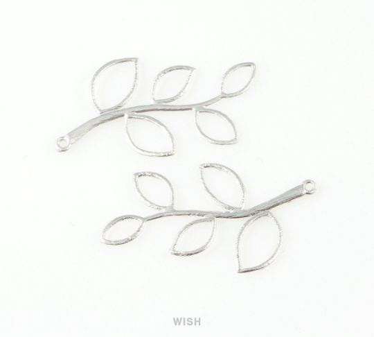 5 Leaf Branch Pendant in Matte Gold, Five Leaves Branch Charm / MMG-206-P