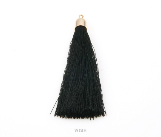 Black Thread Tassel with Bell Cap in Gold / TBKG-003-T