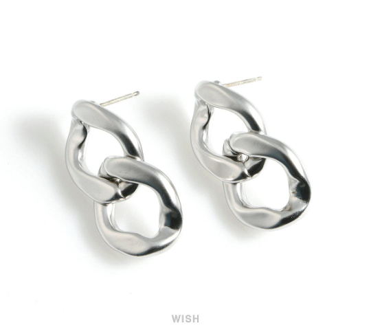 Chain Stud Earrings in Matte Gold, Chain Studs / MMG-479-E (Large)