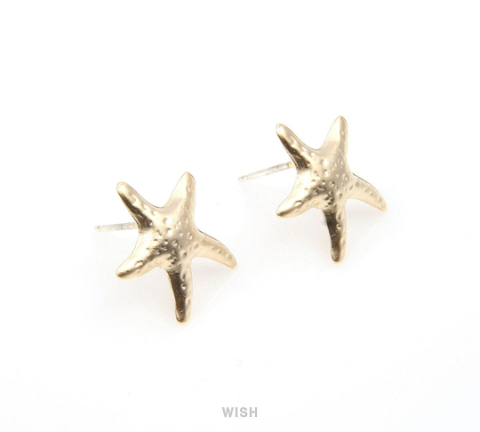 Starfish Stud Earrings in Matte Rhodium, Starfish Ear Studs / MMRH-311-E