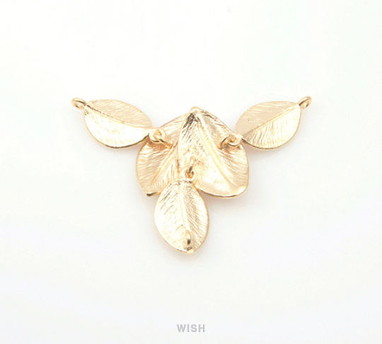 5 Leaves Pendants in Matte Rhodium, Leaves Necklace Charms / MMRH-143-P