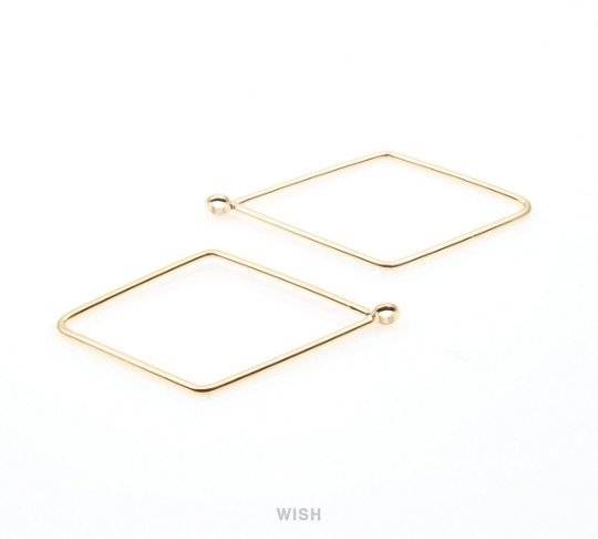 Open Diamond Wire Pendant in Rhodium, Open Diamond Charm / MRH-286-P