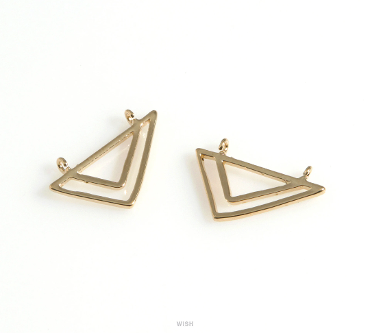 Doule Triangle Charm in Rhodium, Open Triangle Necklace Pendants / MRH-627-P