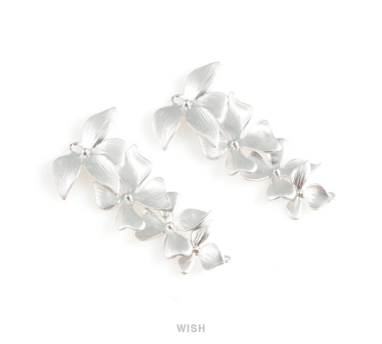 Quadruple Orchid Pendant in Matte Rose Gold, Quadruple Orchid Charm / MMRG-209-P