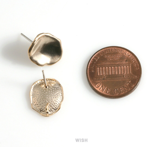 Hammered Concave Stud Earrings in Matte Rhodium, Hammered Concave Ear Studs / MMRH-597-E