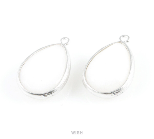 White Alabaster Synthetic Stone Charms in Matte Gold, Framed Teardrop Pendant / SWAMG-010-P