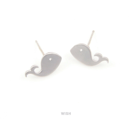 Whale Stud Earrings in Matte Gold, Whale Ear posts / MMG-104-E