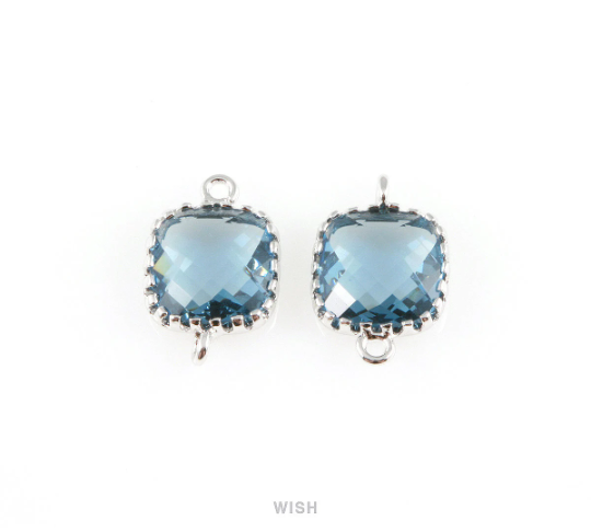 Montana Blue Faceted Glass Connector in Rose Gold, Framed Square Connector / GMBRG-007-P