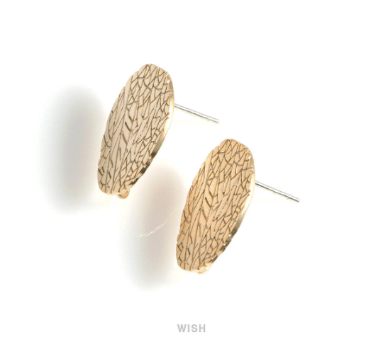 Textured Disc Stud Earrings in Matte Rhodium, Textured Disc Studs / MMRH-573-E