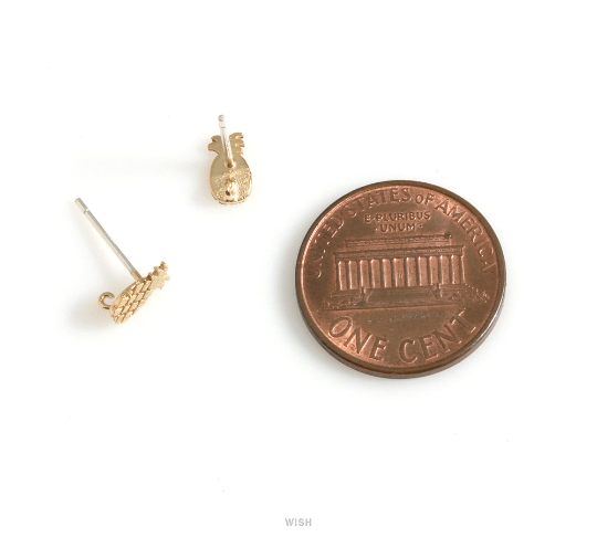 Pineapple Stud Earrings in Matte Rhodium, Pineapple Earrings / MMRH-612-E