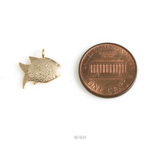 FIsh Charm in Matte Rhodium, Fish Pendant / MMRH-681-P