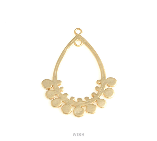 Bubble Open Drop Charms in Matte Gold, Bubble Teardrop Pendants / MMG-717-P