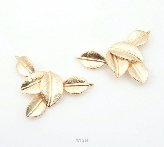5 Leaves Pendants in Matte Rhodium, Leaves Necklace Charms / MMRH-143-P