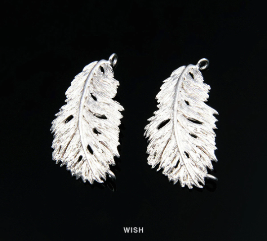 Feather Connectors in Matte Gold, Feather Charms / MMG-125-P (1piece)