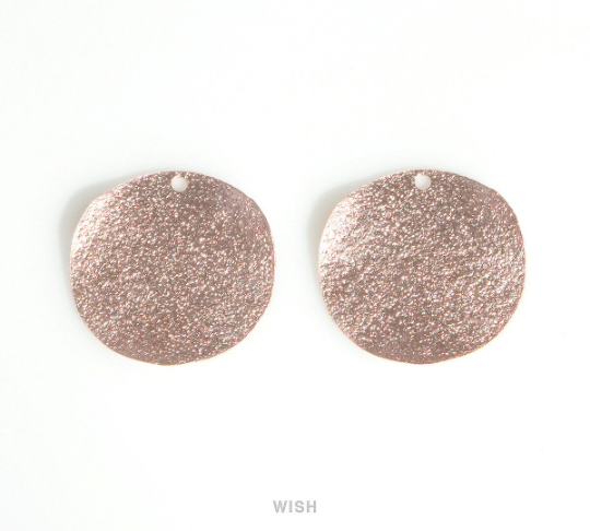 Hammered Disc Pendants in Matte Rhodium, Hammered Disc Charm / MMRH-421-P (4pcs)
