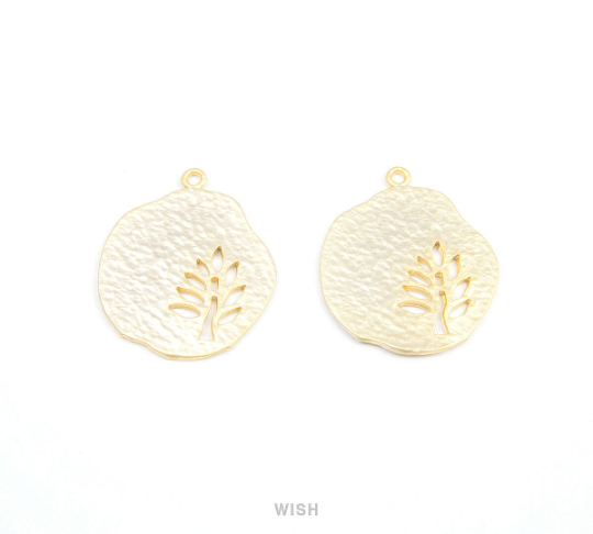 Tree in Pear Pendants in Matte Rhodium, Oak in Pear Charms / MMRH-083-P (Medium)