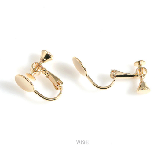 8pcs Clip on Earring Converters in Gold, Non Pierced Earrings / FG-035-E
