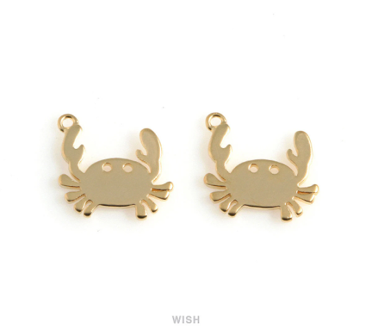 Crab Pendants in Matte Rhodium, Gold Crab Charm / MMRH-491-P