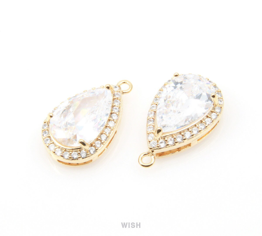 Teardrop Cubic Zirconia Pendants in Rhodium, 27 Sub Cubic Zirconia / CRH-005-P