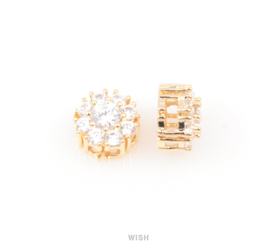 Nine Round Cubic Zirconia Charms in Gold, Round Cubic Zirconia Pendants / CG-020-P