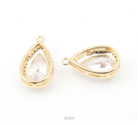 Teardrop Cubic Zirconia Pendants in Rhodium, 27 Sub Cubic Zirconia / CRH-005-P