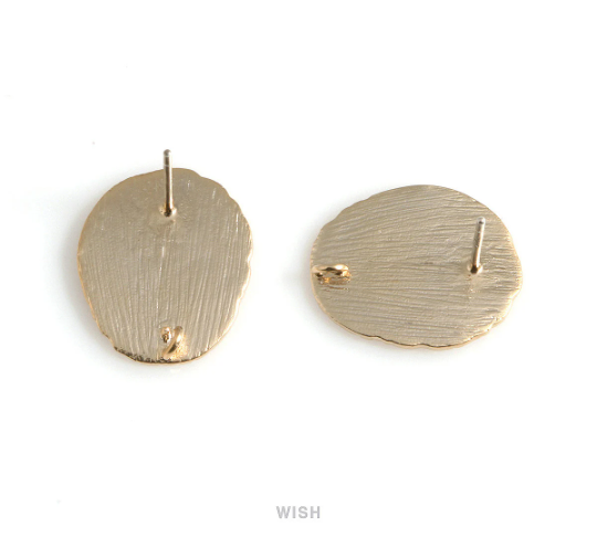Textured Disc Stud Earrings in Matte Rhodium, Textured Disc Studs / MMRH-573-E