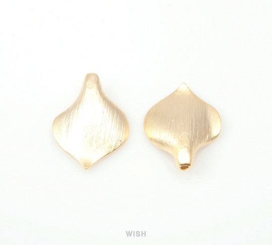 Small Calla Petal Pendants in Matte Rhodium, Stripe Calla Leaf Charm / MMRH-133-P (Small)