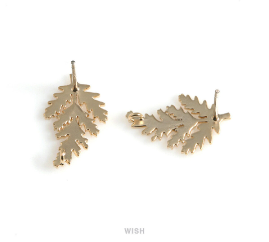 Fir Tree Stud Earrings in Matte Rhodium, Fir Tree Branch Ear Studs / MMRH-559-E