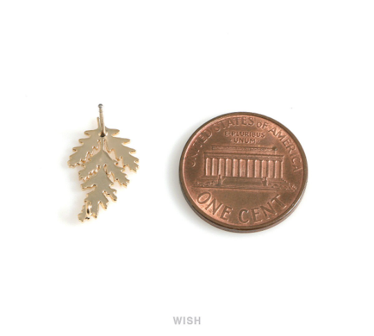 Fir Tree Stud Earrings in Matte Rhodium, Fir Tree Branch Ear Studs / MMRH-559-E
