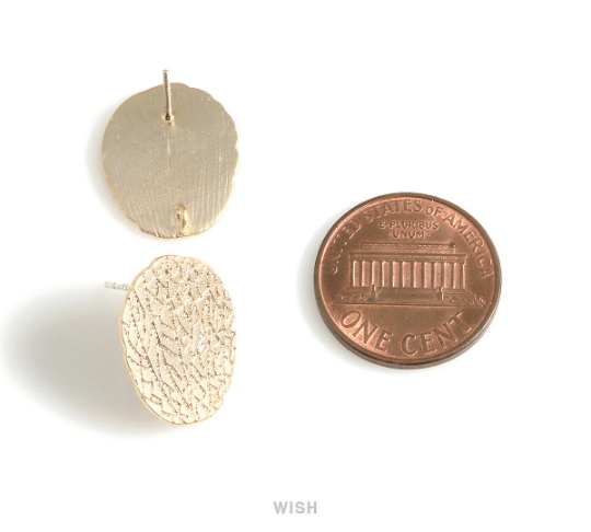 Textured Disc Stud Earrings in Matte Rhodium, Textured Disc Studs / MMRH-573-E