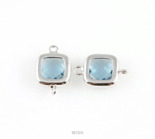 Montana Blue Faceted Glass Connector in Rose Gold, Framed Square Connector / GMBRG-007-P