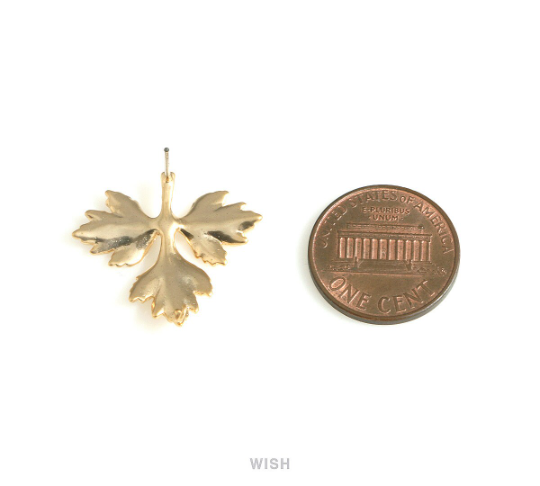 Maple Leaves Stud Earrings in Matte Rhodium, Maple Leaf Stud Earrings / MMRH-715-E