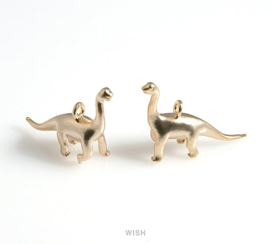 Dinosaur Pendants in Matte Gold, Brachiosaurus Charm / MMG-563-P