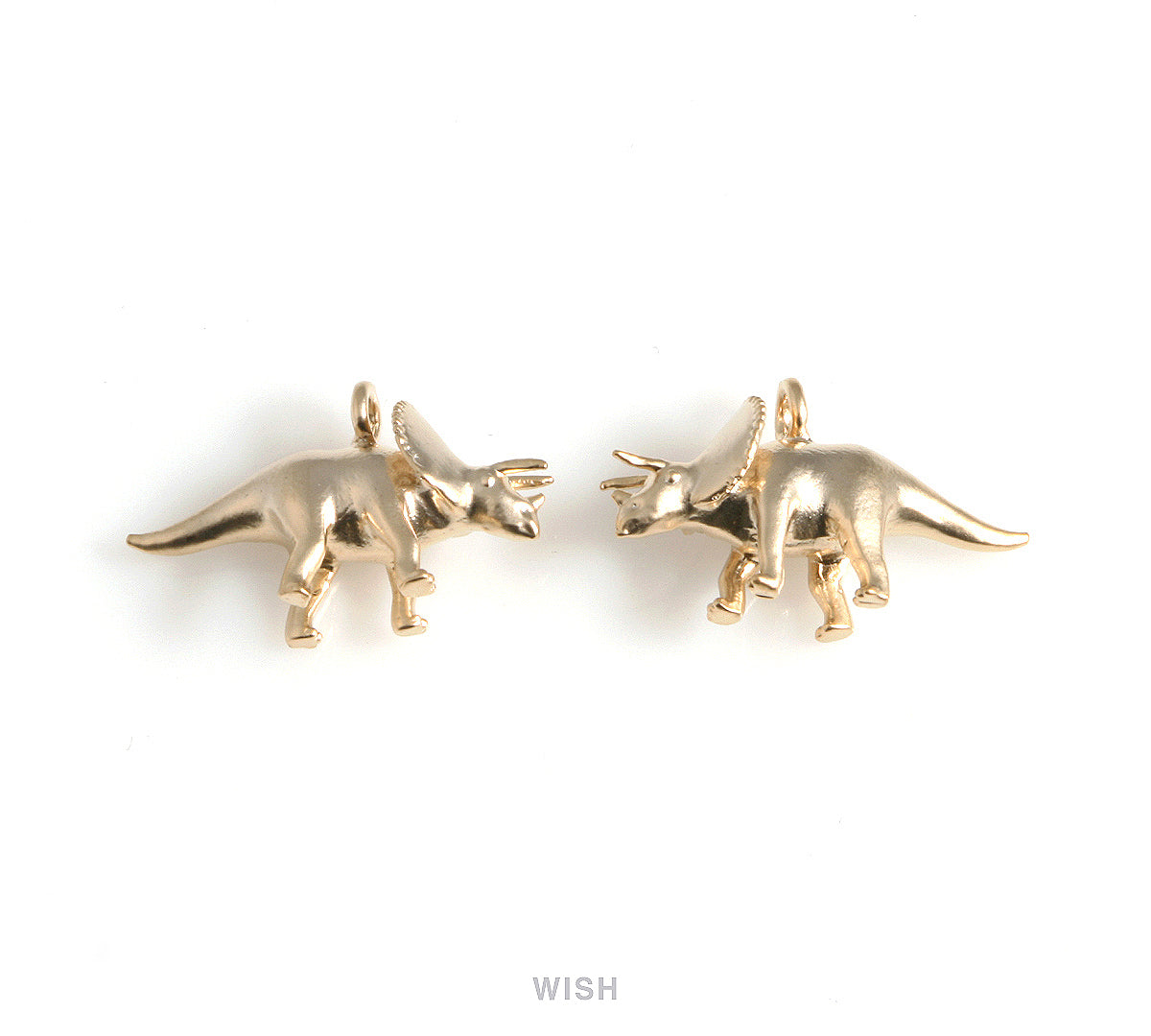Dinosaur Pendants in Matte Gold, Triceratops Charm / MMG-564-P