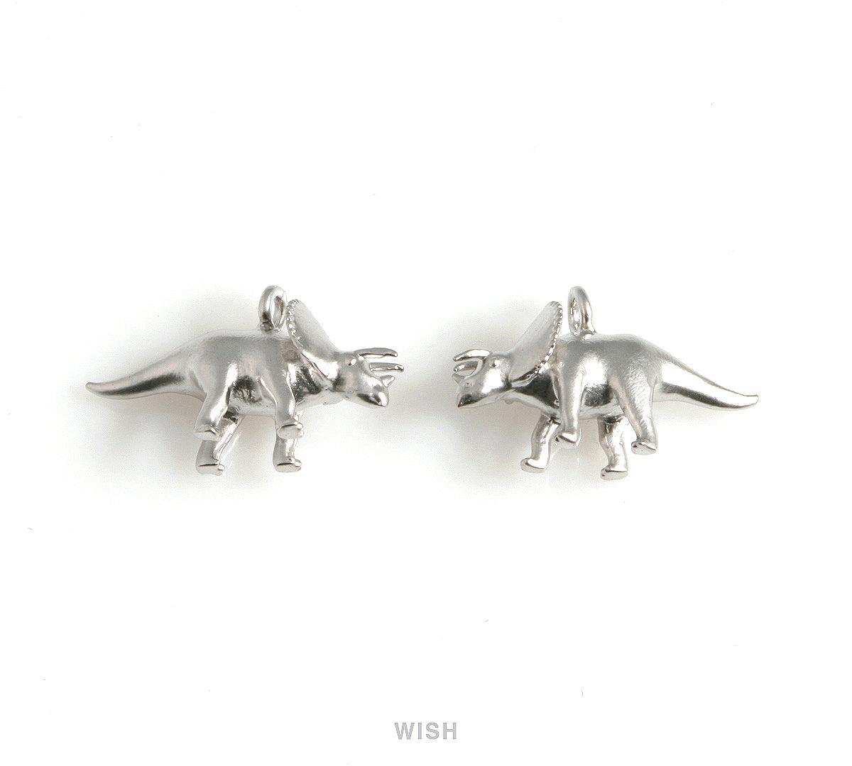 Dinosaur Pendants in Shiny Rhodium, Triceratops Charm / MMRH-564-P