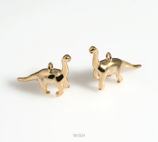 Dinosaur Pendants in Shiny Gold, Brachiosaurus Charm / MG-563-P2