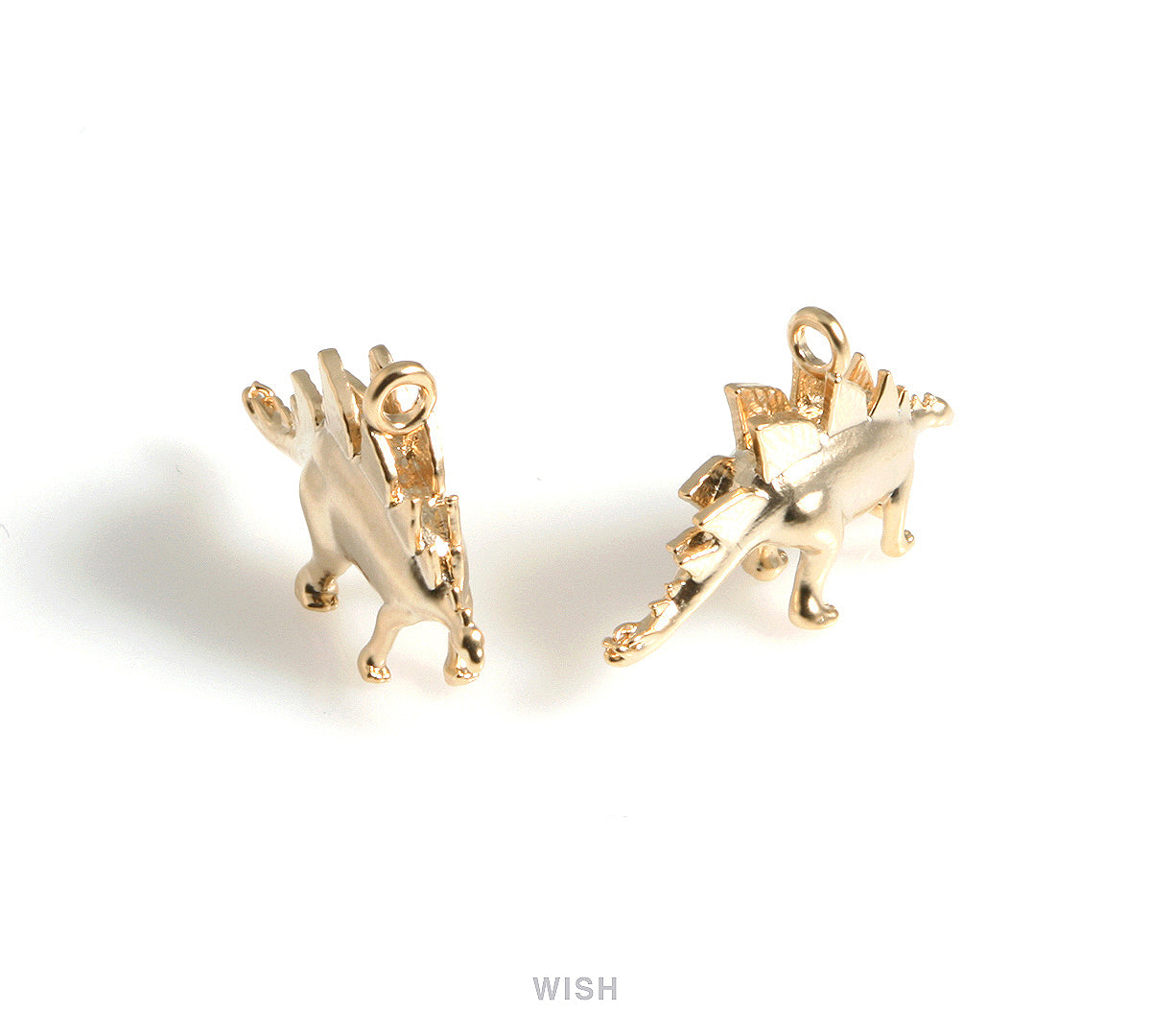 Dinosaur Charms in Matte gold, Stegosaurus Pendants / MMG-560-P