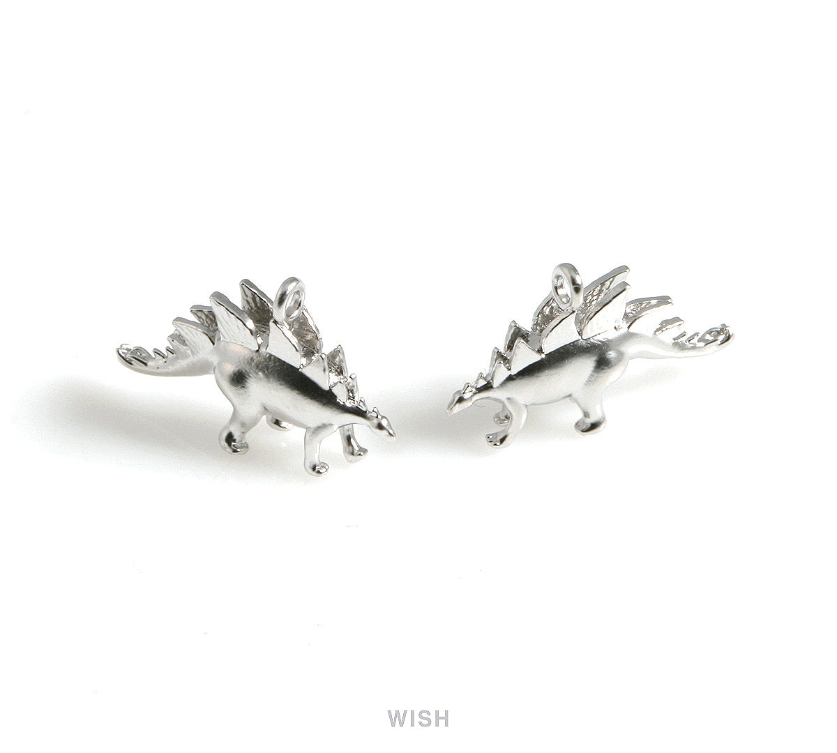 Dinosaur Charms in Matte Rhodium, Stegosaurus Pendants / MMRH-560-P