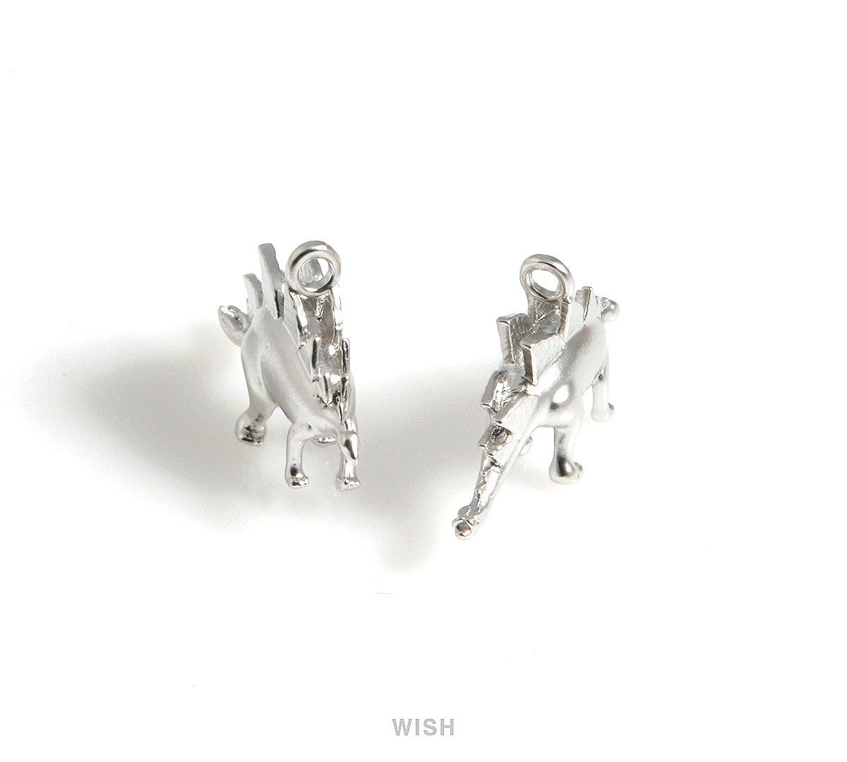 Dinosaur Charms in Matte Rhodium, Stegosaurus Pendants / MMRH-560-P
