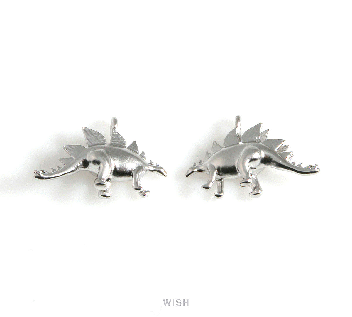 Dinosaur Charms in Matte Rhodium, Stegosaurus Pendants / MMRH-560-P