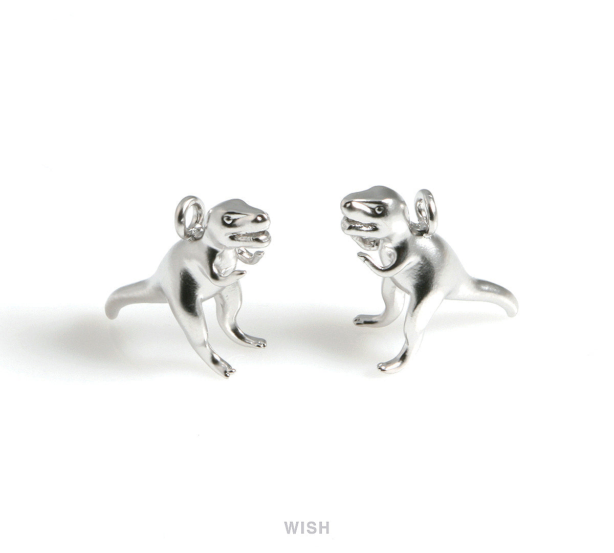 Dinosaur Charms in Matte Rhodium, T-Rex Pendants / MMRH-561-P