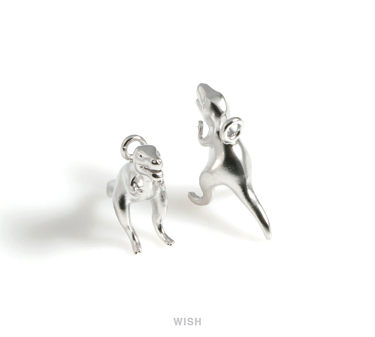 Dinosaur Charms in Matte Rhodium, T-Rex Pendants / MMRH-561-P