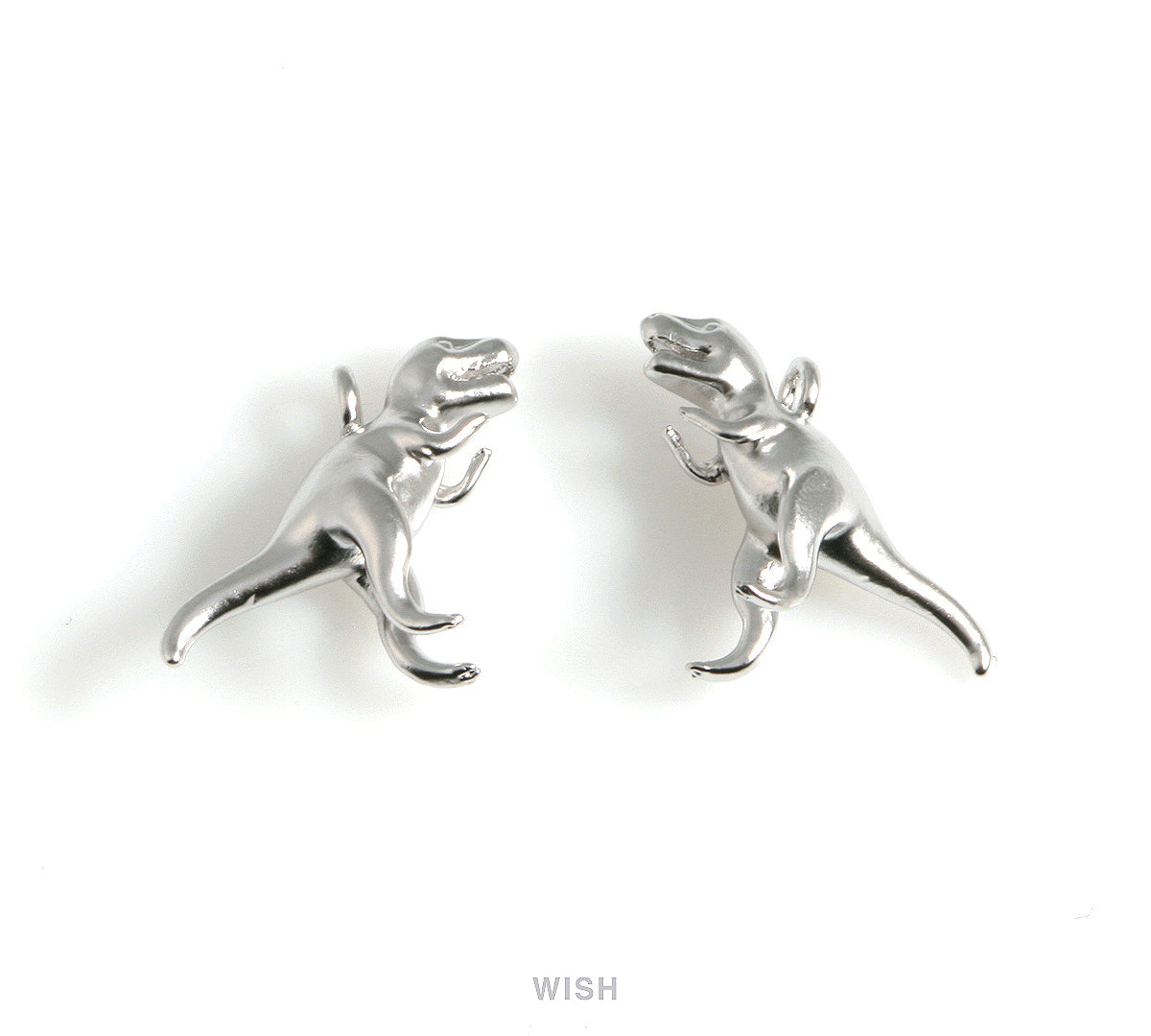 Dinosaur Charms in Matte Rhodium, T-Rex Pendants / MMRH-561-P