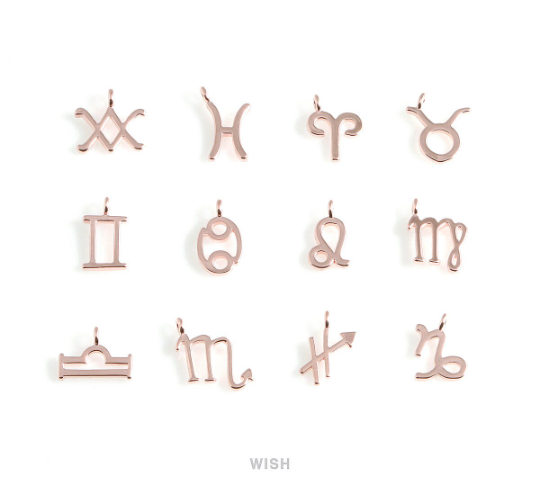 Sagittarius Zodiac Sign Pendants in Rose Gold, Zodiac Charm / MRG-453-SA