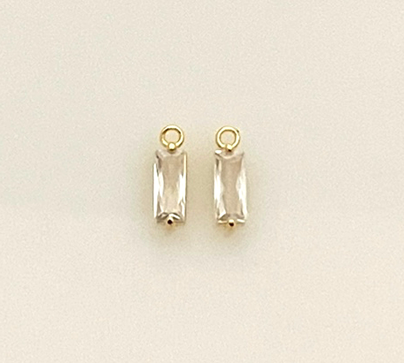 Baguette Cubic Zirconia Charms in Gold, CZ Baguette Pendants/ CG-200-P