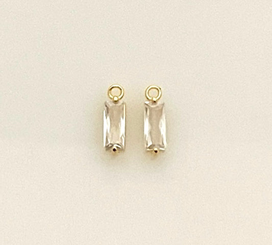 Baguette Cubic Zirconia Charms in Gold, CZ Baguette Pendants/ CG-200-P