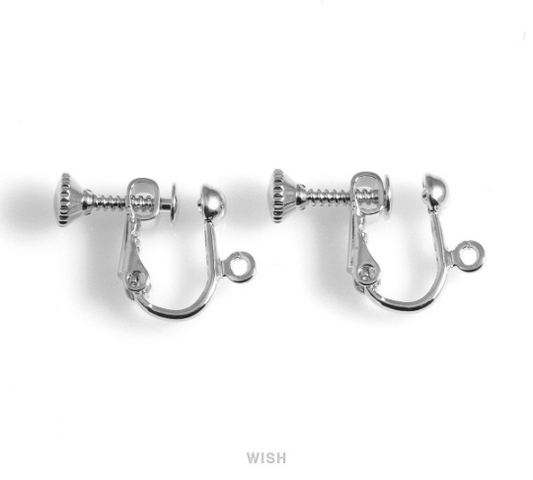 8pcs Clip on Earring Converters in Rhodium, Non Pierced Earrings / FRH-032-E