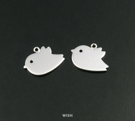 Bird Pendants in Matte Rhodium, Sparrow Charms /MMRH-108-P