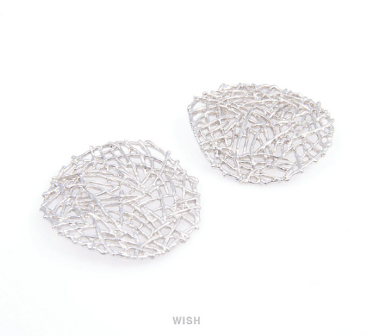 Round Bird Nest Pendants in Matte Rhodium, Bush Charms / MMRH-091-P