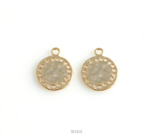 Hammered Disc Pendants in Matte Gold, Hammered Coin Charm / MMG-448-P